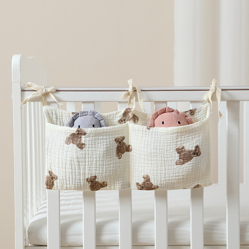 Baby crib hanging storage diaper storage bag bedside hanging bag children's bedside diaper baby cotton diaper bag