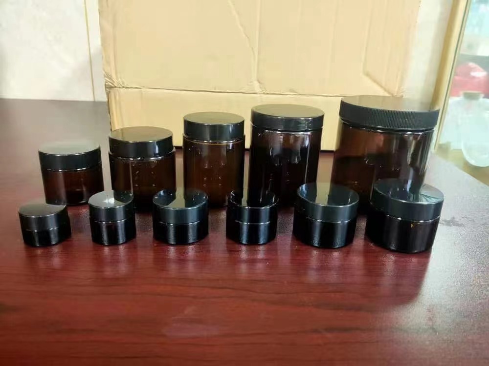 现货5-100克茶色膏霜瓶棕色直边罐子分装瓶原色料玻璃瓶玻璃罐