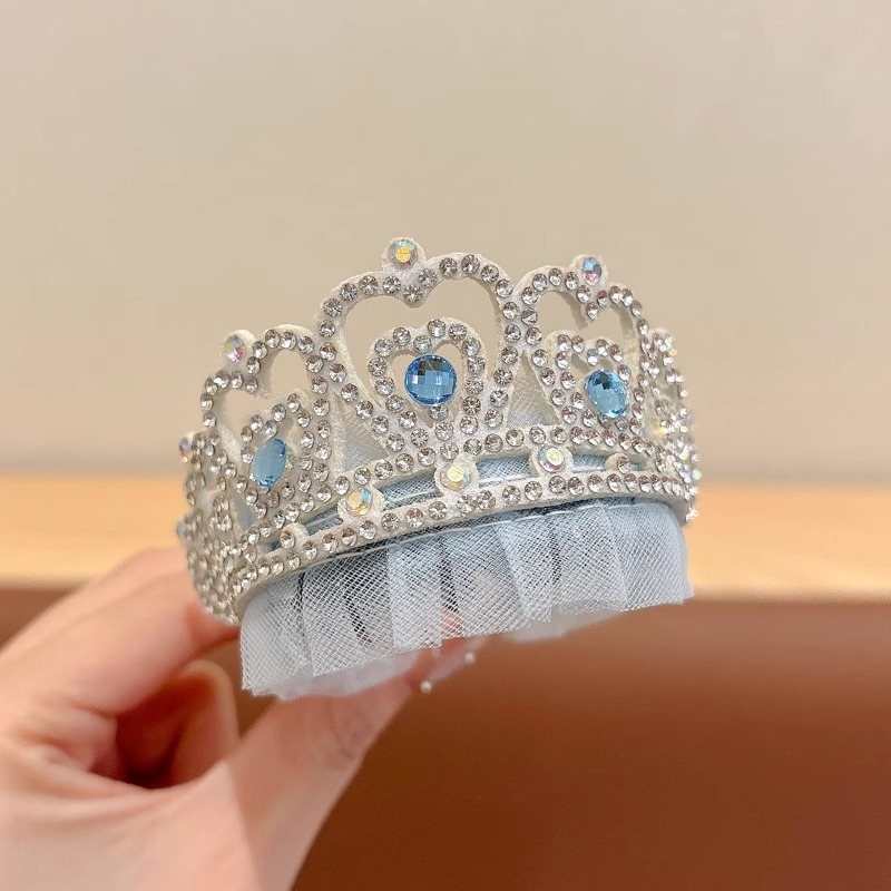 オーシャンブルーの女の子のプリンセスヘッドクラウンヘアバックル、怠け者の必需品、ヘアオーガナイザーコーム、子供用の小さなヘアピンヘアアクセサリー|undefined