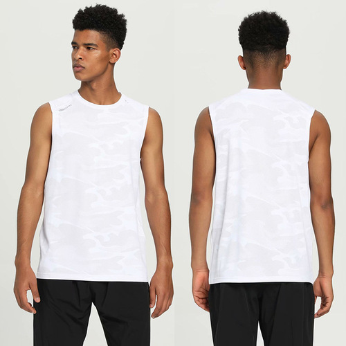 Men's  Summer Camouflage Moisture-Wicking Exercise Tank Top Fitness Training Top Running Shirt Casual Hoodie