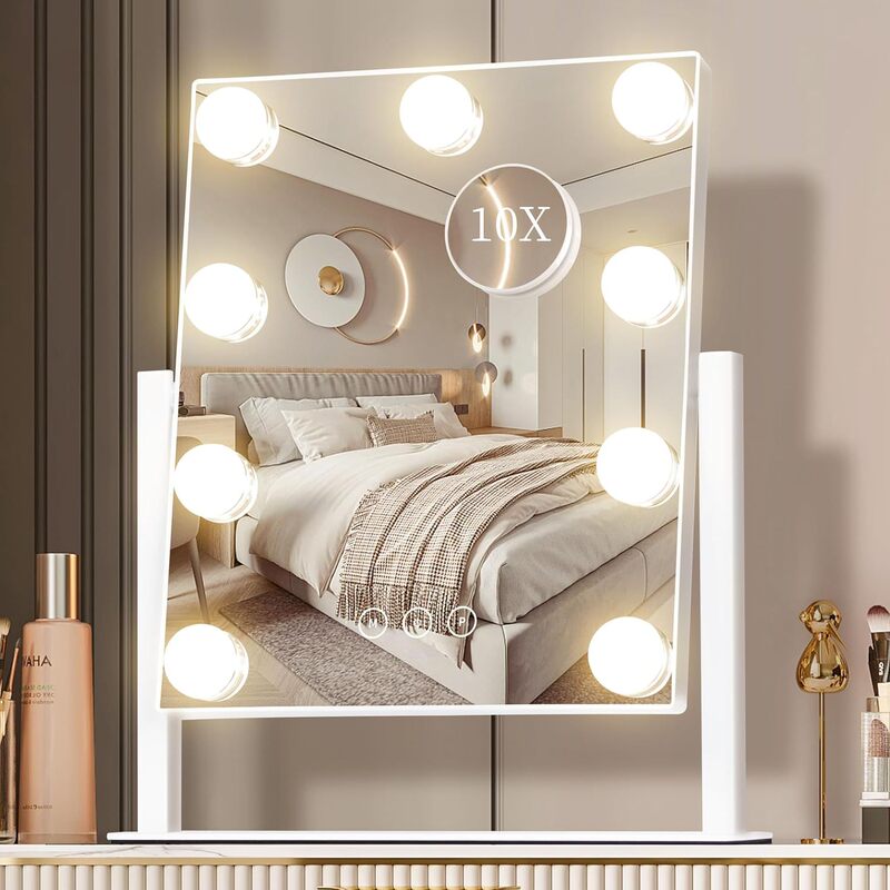 Hollywood Led Makeup Mirror Desktop Vanity Mirror 9 Lights Bedroom Desktop Mirror European and American Style Amazon Hot Style