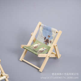 批发木质迷你沙滩椅折叠躺椅工艺品摆件微观玩具模型创意桌面摆设