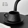Belted stone pattern ceramic coffee cup and saucer-black