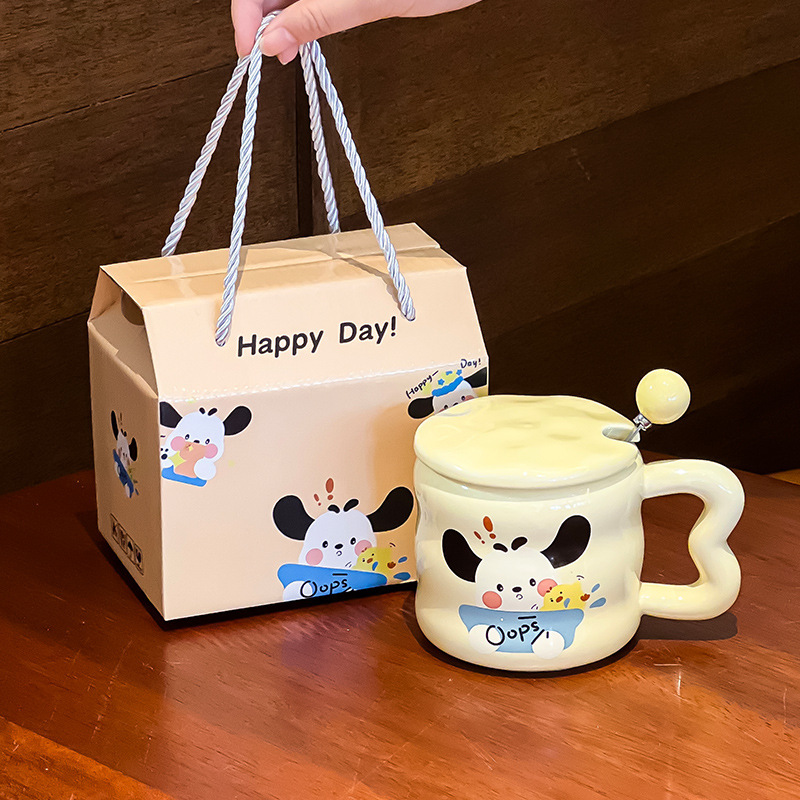 ミルクfufuセラミックマグカップ蓋付きスプーン付き女の子誕生日プレゼント|undefined