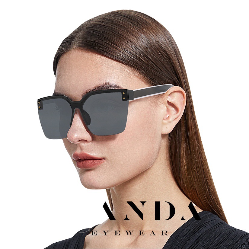 Transmisión en vivo nuevas gafas de sol 6505 moda personalizada gafas de sol sin marco Internet Celebrity Street shooting gafas de sol de Marco grande de las mujeres