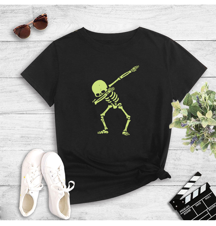 camiseta casual de manga corta con estampado de calavera NSYIC58763