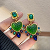 Design earrings, advanced green silver needle, fashionable brand accessory, high-quality style, wholesale