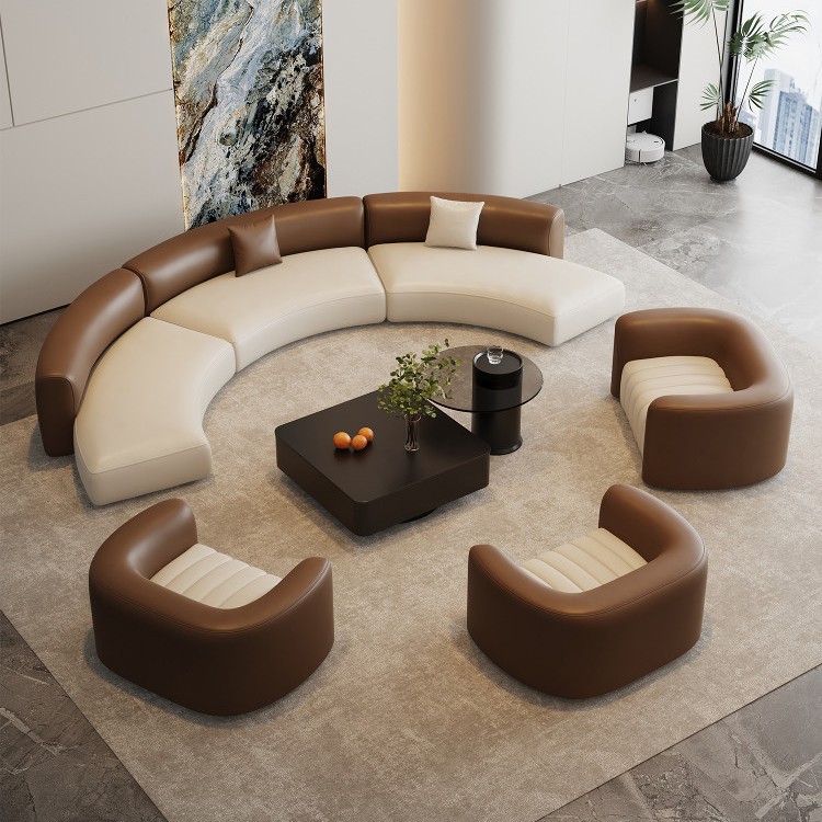 Hotel de lujo italiano, lobby de recepción, sofá de oficina completo, muebles de sofás simples de alto nivel