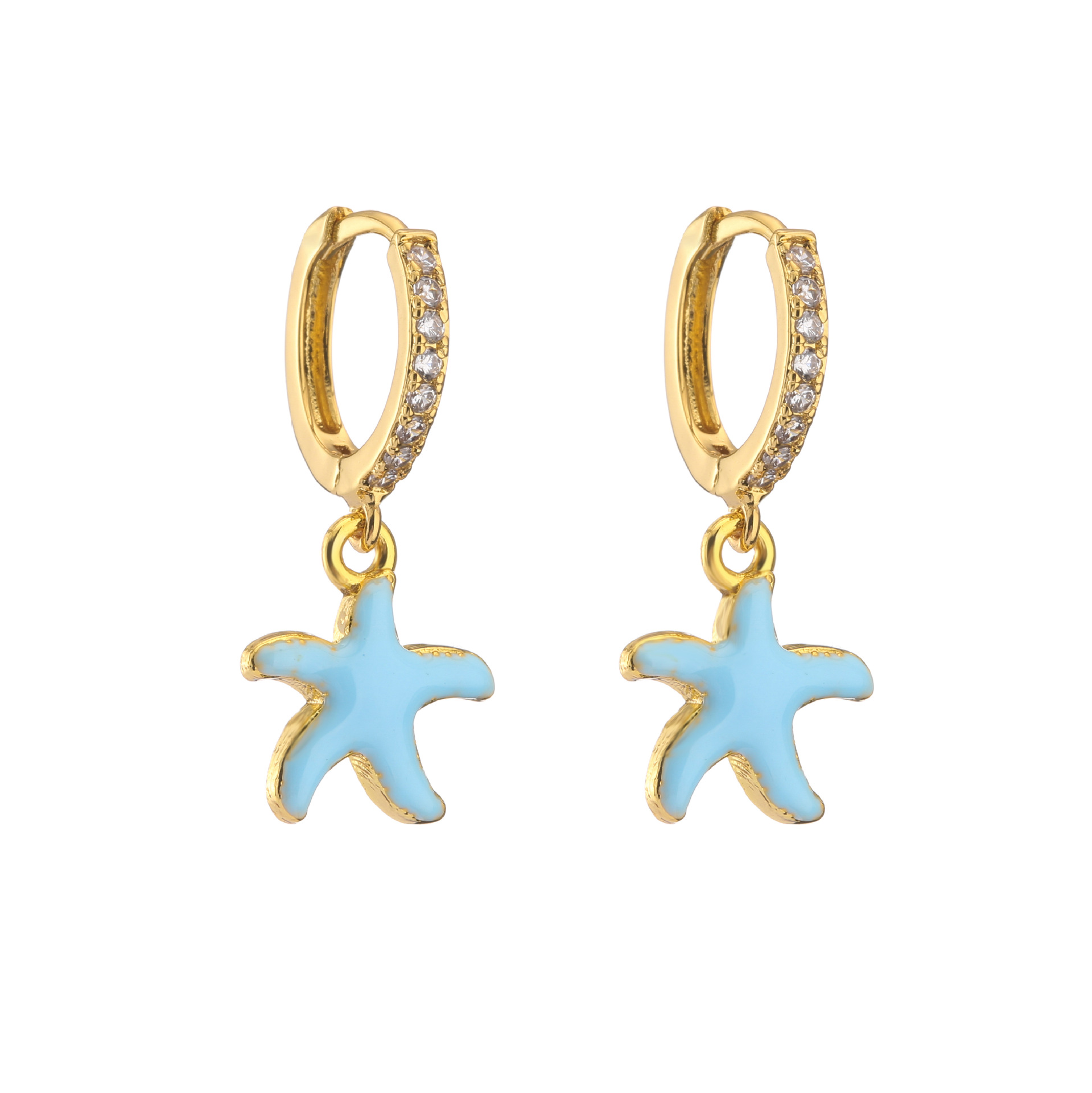 Retro Micro-inlaid Zircon Oil Drop Color Heart Starfish Lightning Earrings display picture 38
