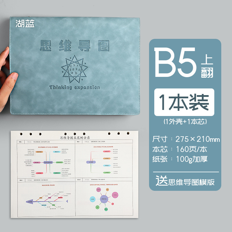 Mapa de la mente cuaderno a4B5 cuaderno de hojas sueltas desmontable estudiante simple examen de ingreso de posgrado Aprendizaje de cuero suave en stock al por mayor