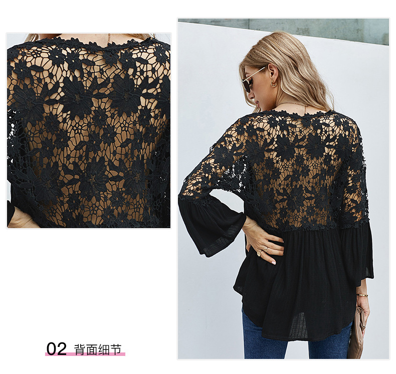 plus size new solid color v trumpet sleeves top Nihaostyles wholesale clothing vendor NSSI74850