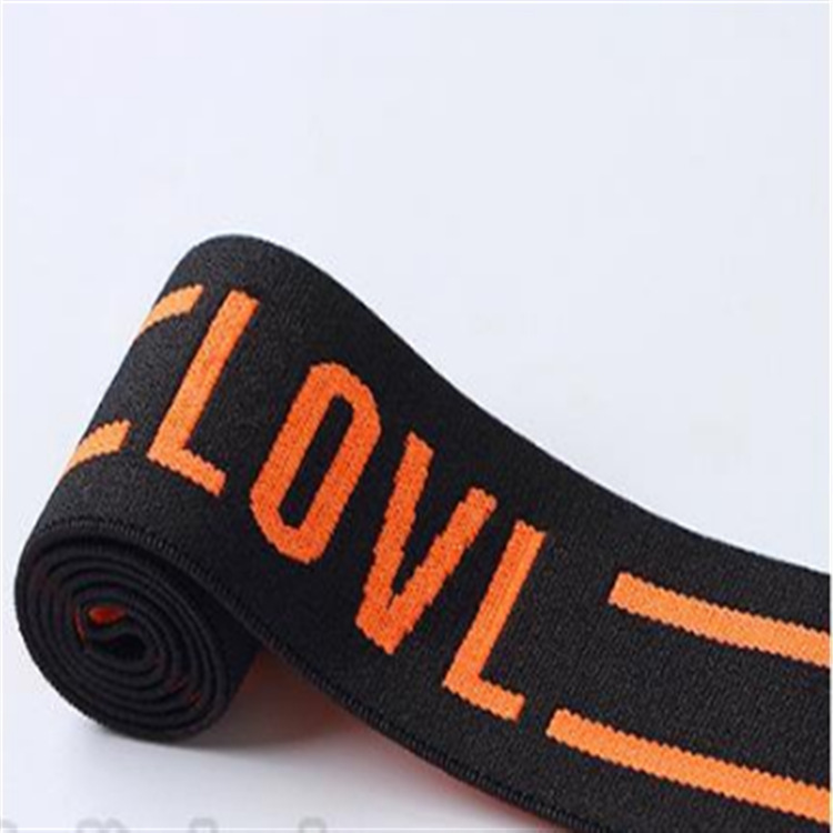 白底黑色橡筋带黑底白色橙字4cm英文字母弹力带黑底绿字松紧带
