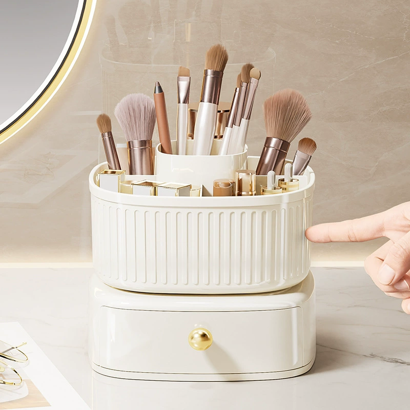 Rotating Cosmetic Organizer, 360° Rotating Storage Box, Multi-Compartment Drawer, Light Luxury
