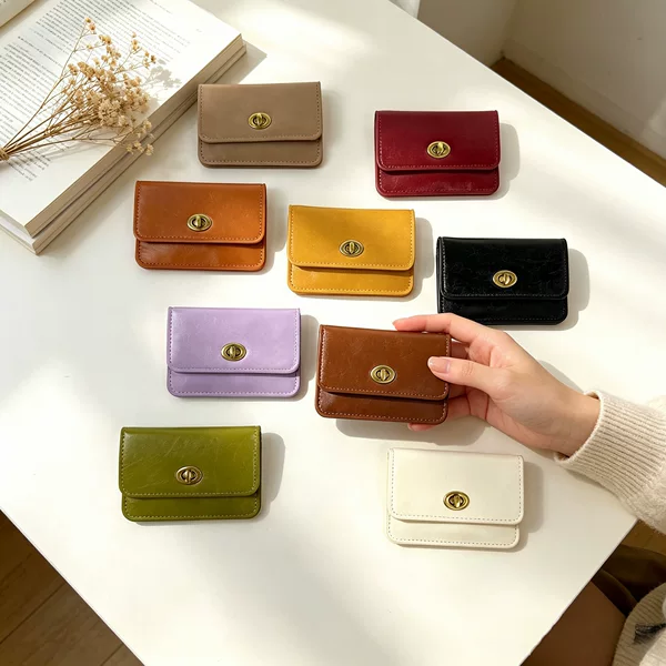 New Cross-Border Compact, Simple, High-End, Solid-Color Multi-Card Slot Coin Purse and Business Card Holder