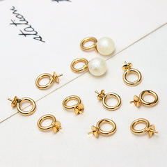 真金電鍍O字空托帽托珍珠項鍊耳環保色吊墜托DIY手工飾品配件批發