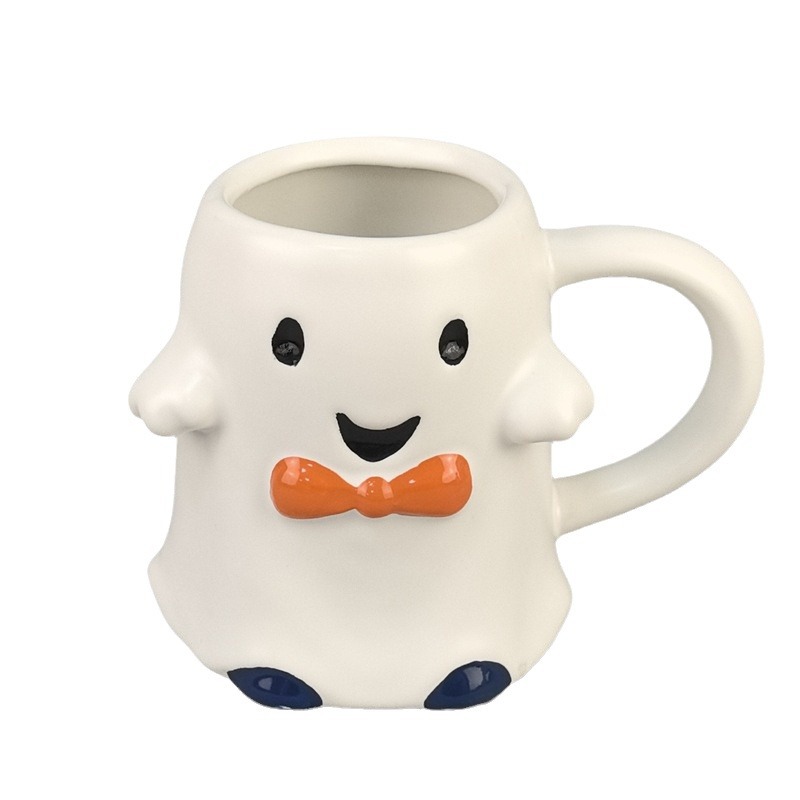 Taza de Halloween pequeña música demonio elfo demonio cola creativa corbata taza fantasma cerámica pintada decoración de Halloween