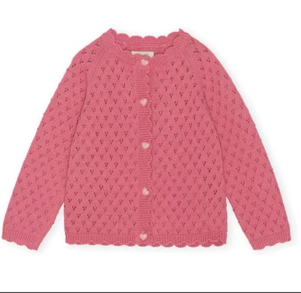 Ks23--pink knitted cardigan