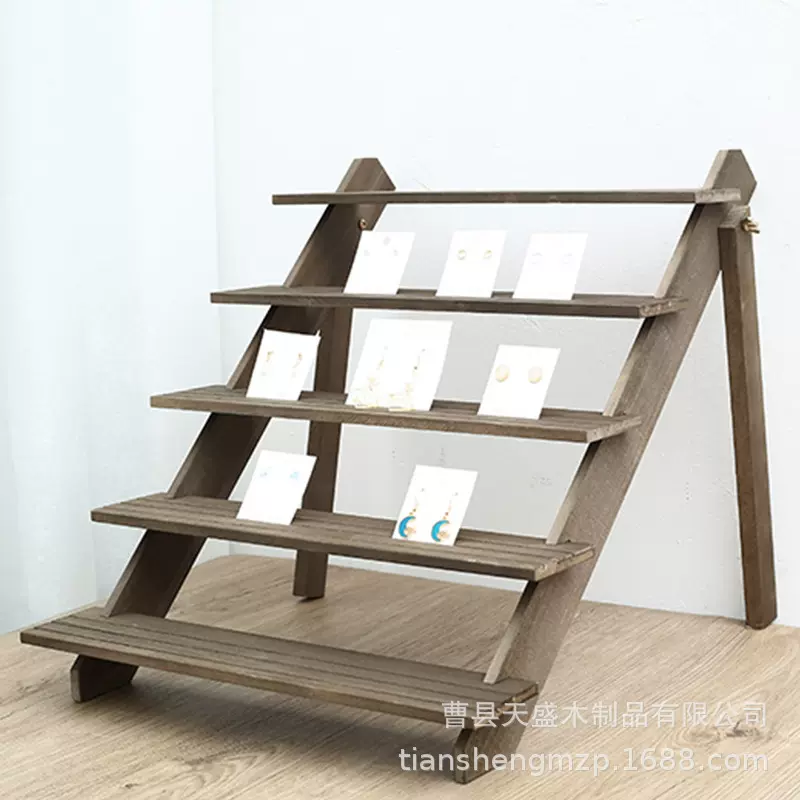 木质桌面收纳架阶梯式首饰手办展示架多层多肉花卉置物架