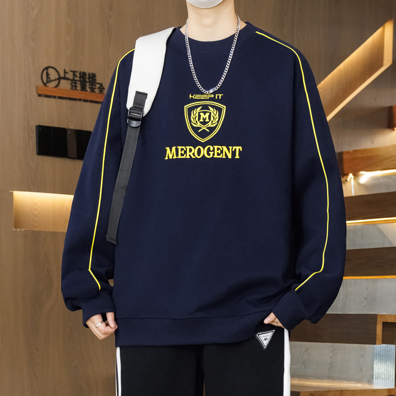 春秋季圆领卫衣男孩13初中学生长袖t恤15岁青少年大童打底衫上衣|undefined