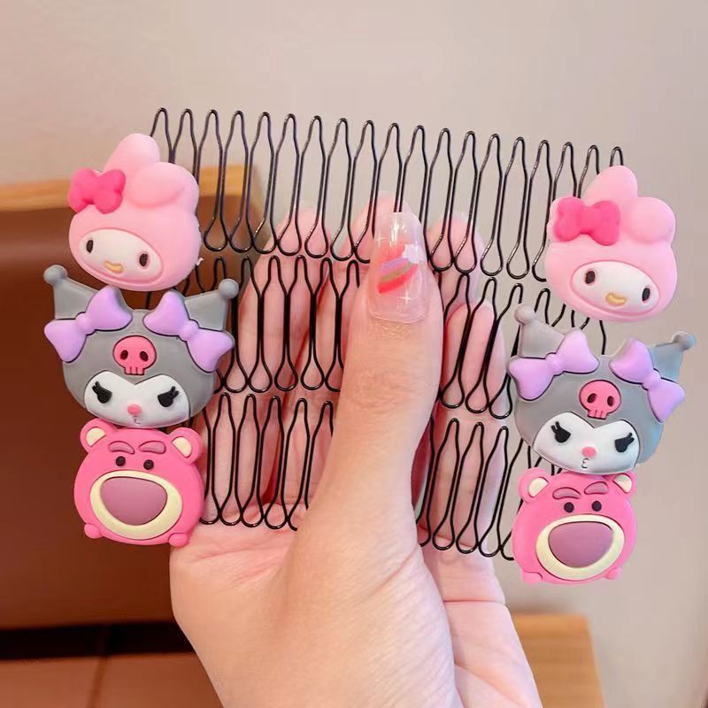 赤ちゃんの切れ毛加工品、子供用特別人気コーム、イチゴクマのヘアピン、女の子用固定加工品、プルヘアコーム|undefined