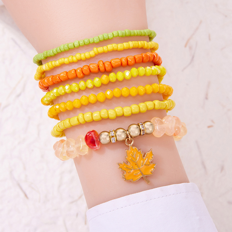 アマゾン人気感謝祭七面鳥紅葉ペンダントブレスレットセット秋豊作カボチャオレンジ水晶ブレスレット|undefined
