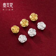 999足银3D硬银电镀18K玫瑰花隔珠 手工diy编绳材料手串批发Q0619