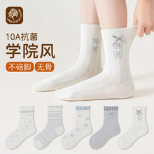 女童袜子春秋抗菌无骨儿童袜子韩系学院蝴蝶结儿童棉袜秋冬儿童袜