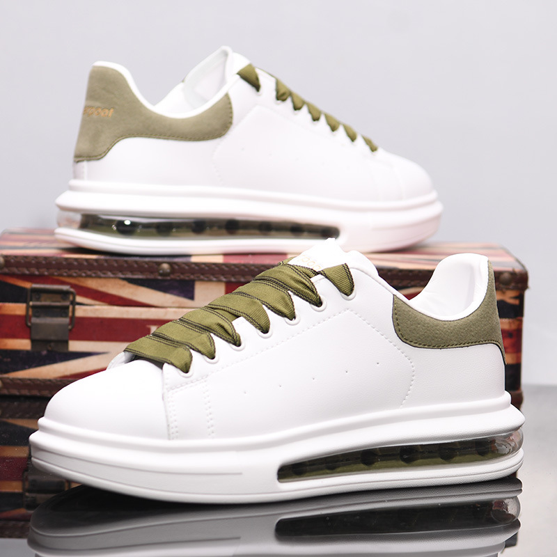 Zapatos de cuero transpirables primavera y verano Jin McQueen con almohadilla de aire pequeños zapatos blancos zapatos de hombre con suela gruesa multifuncional zapatos casuales de pareja MY2883