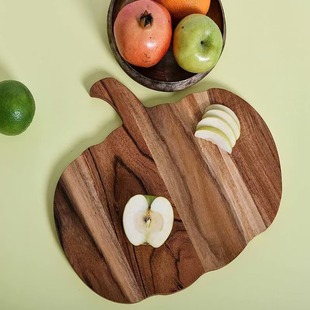 Factory Direct Sales Pumpkin-Shaped Wooden Cutting Board for Home Kitchen Vegetable Cutting Plate Fruit Snack Double-Sided Wooden Tray