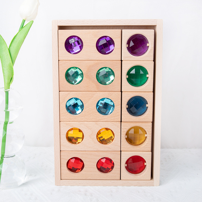 Bloques de construcción de GEMA de madera para niños bloques de construcción transparentes de acrílico que ensamblan Juguetes Educativos de Educación Temprana de construcción creativa para bebés