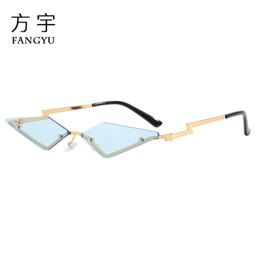New Fashion Rimless Sunglasses European and American Personalized Triangular Metal Glasses Trendy Brand Sunglasses Factory Wholesale