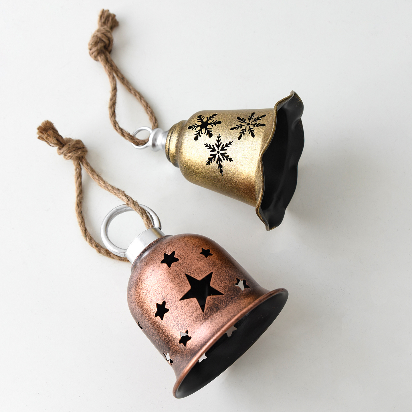 Weihnachtsbaumglocken-Set | Hängender Anhänger aus Eisen mit Klang für Weihnachtsbaum- und Partydekorationen_voghion.com