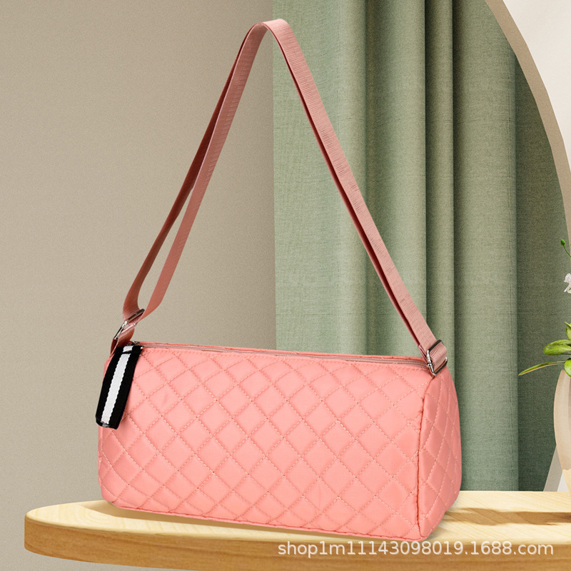 Fashion new spot small backpack ladies small satchel shoulder bag lattice grain storage bag cosmetic bag factory outlet