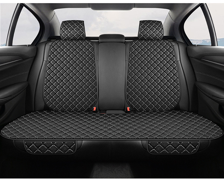 Cross-Border Popular Car Seat Cushion, Universal for All Seasons, Tie-Free Anti-Slip Three-Piece Set, Five-Seat Linen Seat Cushion, Drop Shipping
