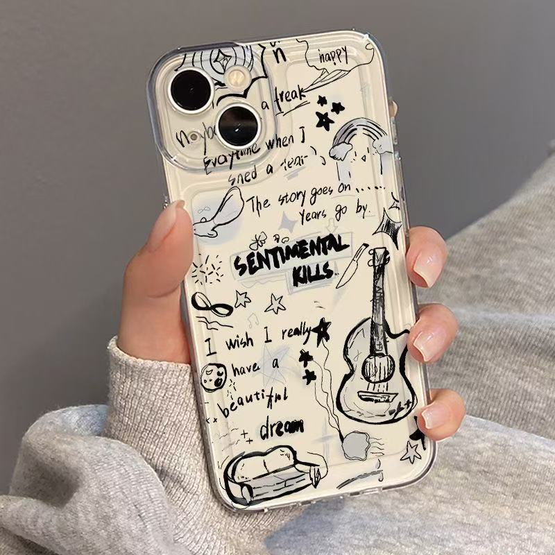 Guitarra inglesa europea y americana para iphone16promax funda para teléfono móvil personalidad Apple 15 anti-caída 14pro1 3/12