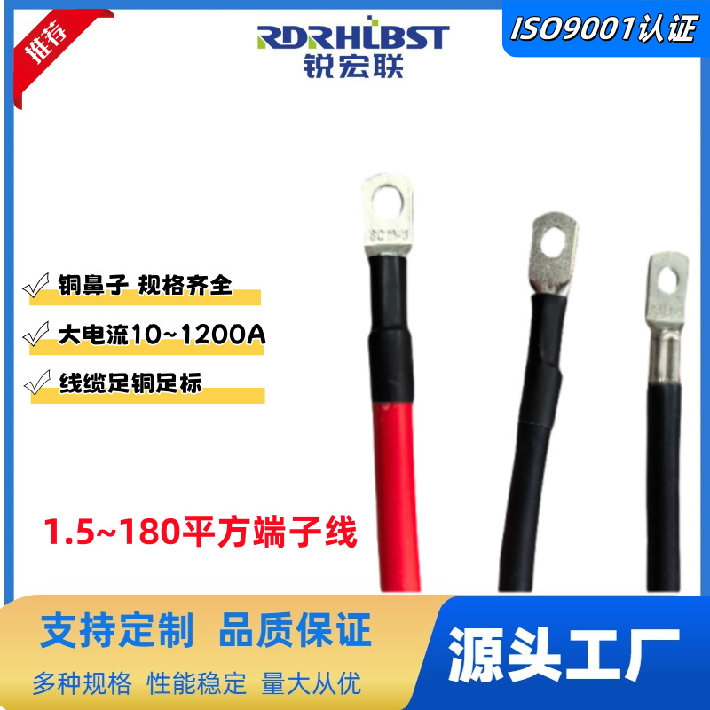 红色黑色纯铜电池逆变器电缆线束太阳能房车汽车般用接线片