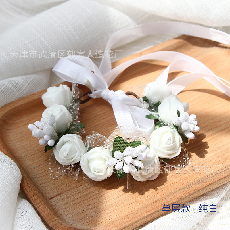 単層のブレスレットのイチゴのブレスレットの花嫁の花嫁の姉妹団の手の花の子供のダンスのブレスレットの花の卸売りの花嫁のブレスレット|undefined