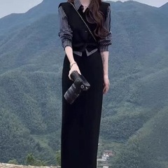 时尚套装女春秋2025新款气质高级感显瘦条纹长袖衬衫半身裙两件套