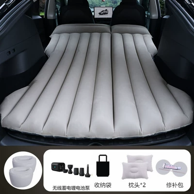 Bed, Camping Mat, Vehicle-mounted inflatable bed - gray-tesla-model-y-with-black-wireless-battery-pump-round-stanchion