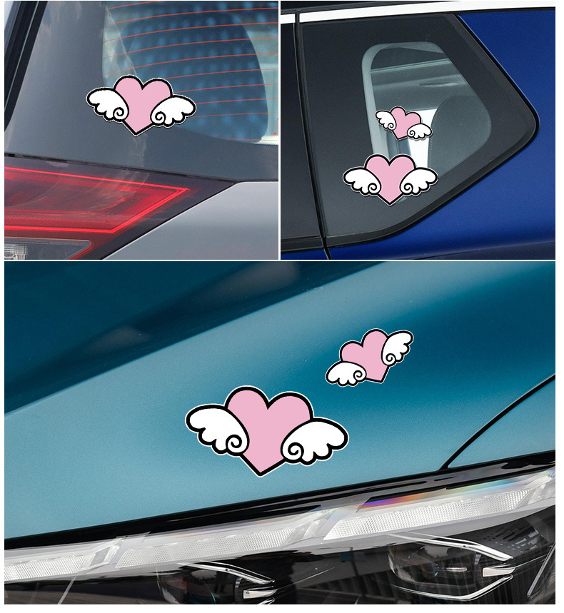 Wings Heart Car Creative Cartoon Sticker Scratch Cover Decoration