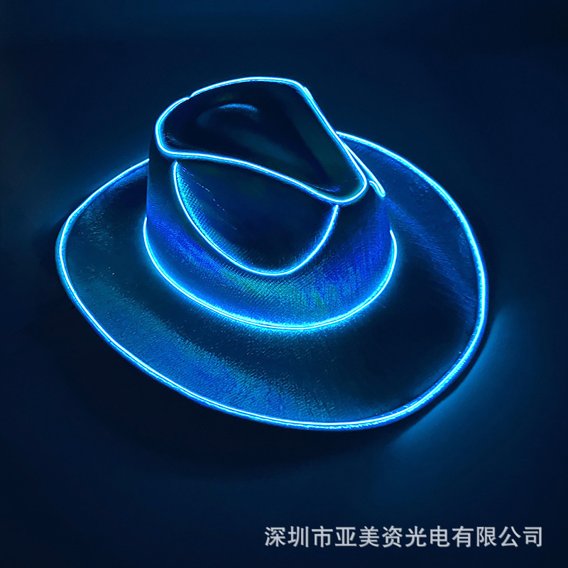 Festival LED luminoso colorido sombrero de vaquero colorido lentejuelas occidental sombrero de vaquero Amazon DIY luminoso sombrero nupcial