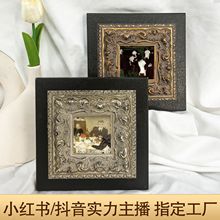 金色山脊复古做旧经典印花款画框实木油画框相框可任意尺寸可装裱