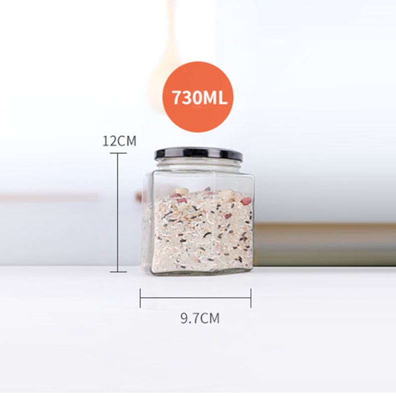 Botella de vidrio hexagonal espesada botella de miel sellada con tapa de crema de limón enlatado de salsa de Chile botella fábrica al por mayor