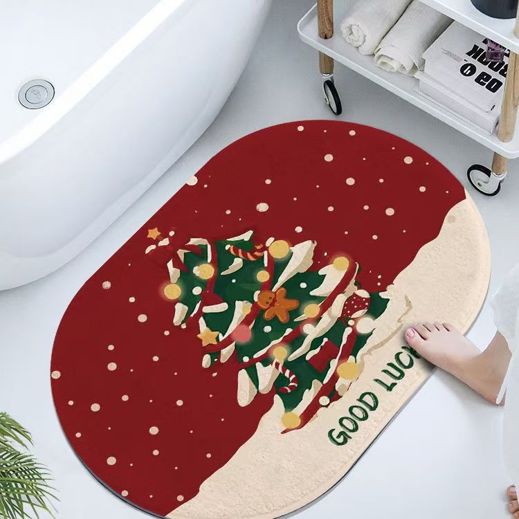 Christmas Household Diatom Mud Floor Mat Bathroom Water-Absorbent Non-Slip Water-Absorbent Quick-Drying Entrance Door Entrance Door Mat