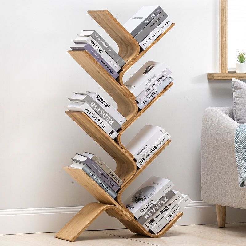 Tree-Shaped Bookshelf Creative Storage Rack Solid Wood Simple Children's Student Simple Floor-Standing Multi-Layer Home Bookcase Storage Rack