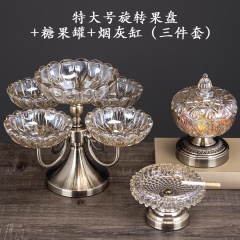 High-end crystal glass multi-layer popular fruit tray for modern living room coffee table, home use desktop luxury snack candy tray