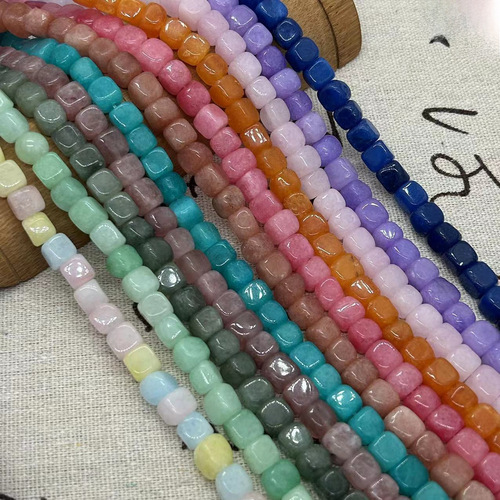 New Color Natural Stone Optimized Amethyst Strawberry Quartz Aquamarine Bead Square Stringing DIY Jewelry Accessories Semi-finished Products