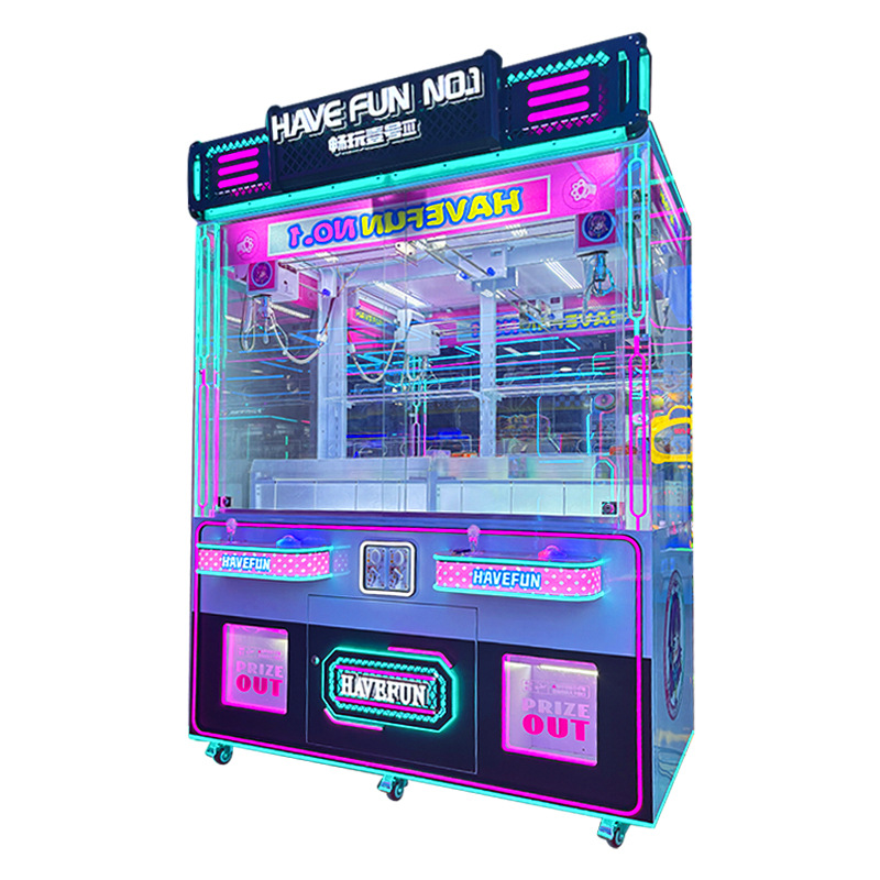 Gran centro comercial, ciudad de videojuegos, máquina de garras para niños totalmente transparente, máquina de garras que funciona con monedas, máquina de garras para juegos comerciales