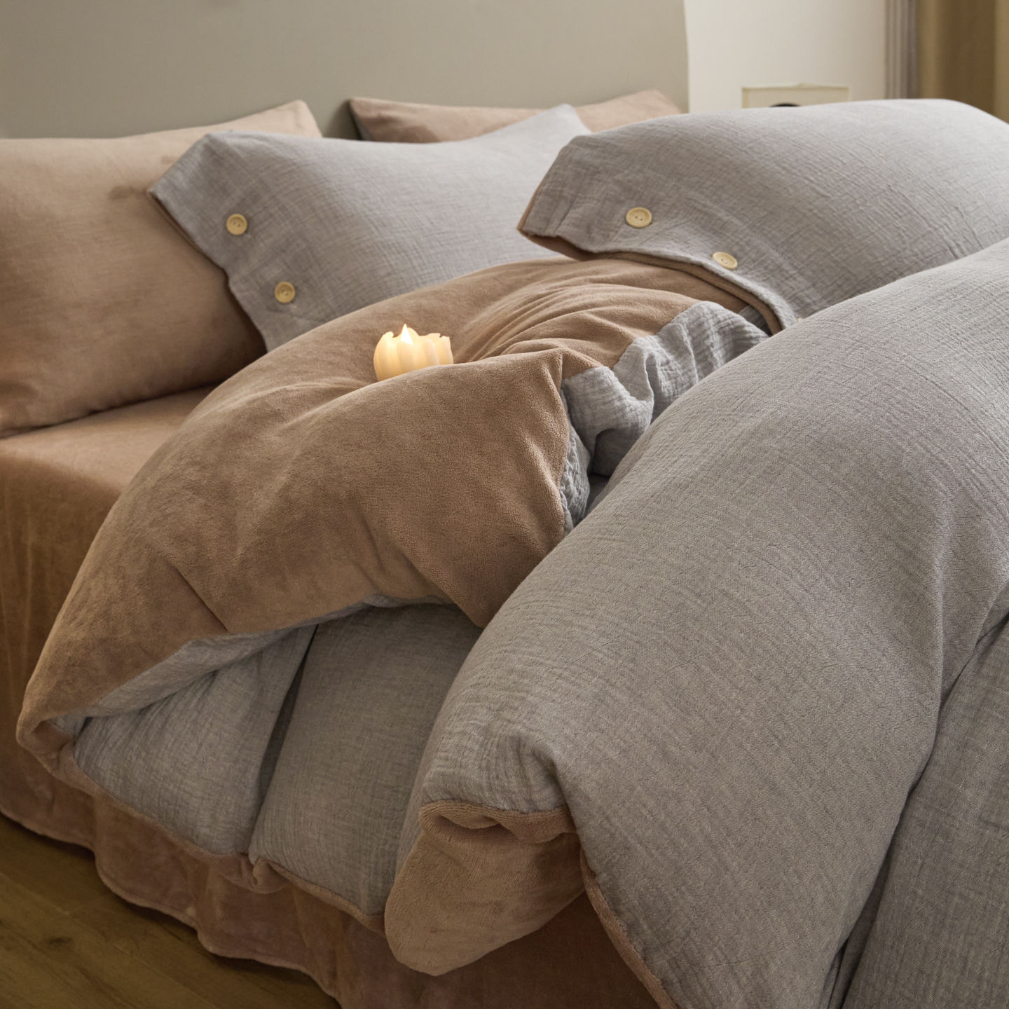 Doble hilo de leche de lana de cuatro piezas de otoño y invierno engrosado cálido edredón de coral cubierta sábanas de cama de algodón de lana de cama