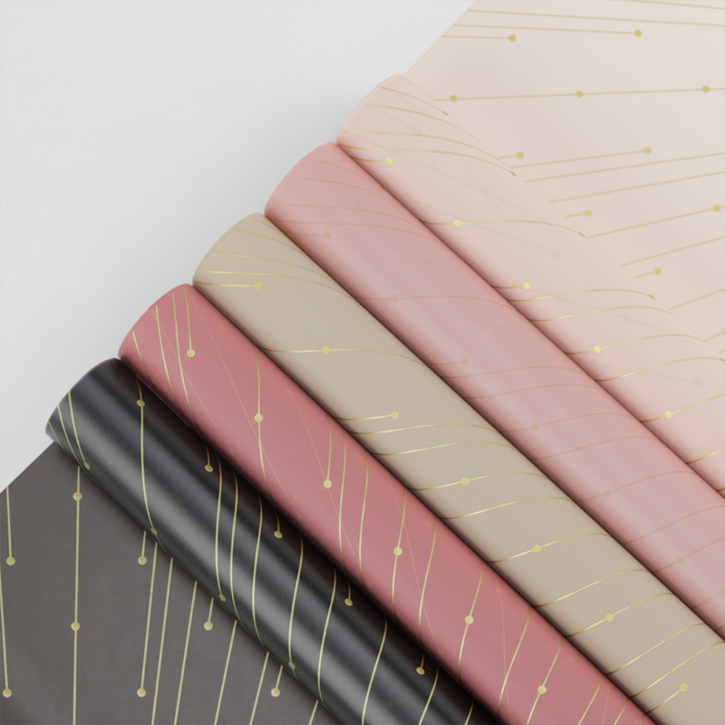 厂家批发防水防潮彩色纯色烫金鲜花花束花艺包装纸辛西娅心上人